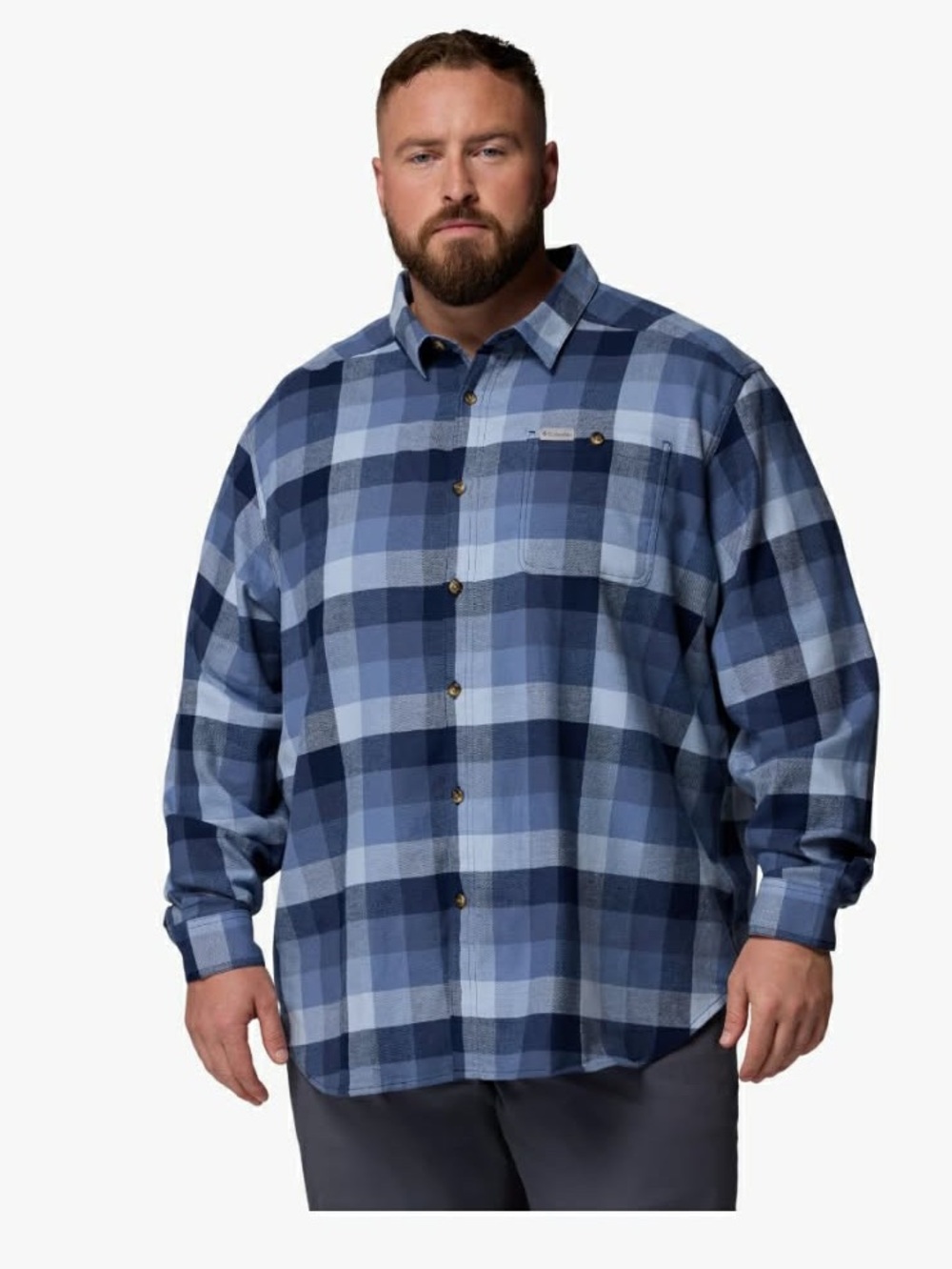 Columbia Men's Blue Multi-Tone Plaid Flannel Shirt 4XT